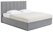Pat matrimonial gri tapițat cu spațiu de depozitare cu somieră 160x200 cm Thessa Bold Line – Bonami Selection