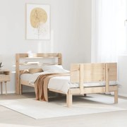 vidaXL Cadru de pat cu tăblie, 75x190 cm, lemn masiv de pin