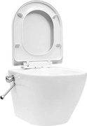 vidaXL Vas WC suspendat fără ramă cu funcție de bideu, alb, ceramică