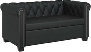 vidaXL Canapea Chesterfield cu 2 locuri, piele artificială, negru