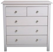 Comodă albă înaltă din lemn masiv de pin 79x80 cm Berna – Marckeric