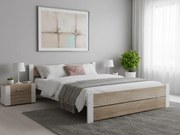 Pat dublu Culoare alb/stejar sonoma, IKAROS DOUBLE 180 x 200 cm Saltele: Fara saltea, Somiera pat: Cu lamele drepte