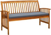 vidaXL Bancă de grădină cu pernă, 147 cm, lemn masiv de acacia