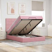 vidaXL Cadru de pat otoman cu saltele Roz 140x190cm catifea