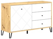 Comodă SULA, stejar artisan/albă