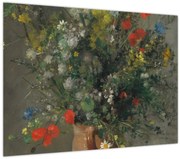 Tablou pe sticlă - Auguste Renoir,  Flowers in a Vase, reproducere (70x50 cm)