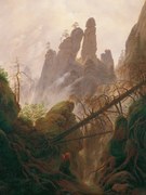 Reproducere Rocky landscape in the Elbe Sandstone Mountains, Caspar David Friedrich