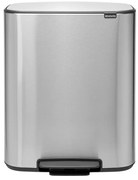 Cos de gunoi cu pedala Brabantia Bo Pedal 1003186, 60 L, Inchidere lina, Baza antiderapanta, Rezistent la amprente, Inox/Mat