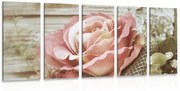 Tablou 5-piese trandafir vintage elegant
