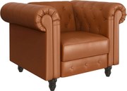 Fotoliu maro coniac chesterfield cu tapițerie din imitație de piele Felix – Støraa