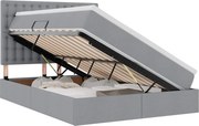 vidaXL Pat cu saltea și spațiu de depozitare Gri deschis 140 x 190 cm