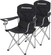 Scaune de camping NOMAD, set 2 buc., negru SongmicsHome
