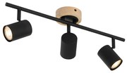 Spotlight modern negru cu lemn inclinabil 3 lumini - Jeana