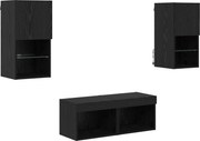 vidaXL Dulapuri pentru TV Pe perete 4 pcs Stejar Negru Lemn compozit