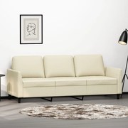 vidaXL Canapea cu 3 locuri, crem, 180 cm, piele ecologică