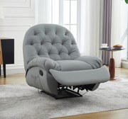 Fotoliu Recliner, suport picioare extensibil, Piele Ecologica, Gri