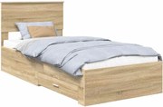 vidaXL Cadru de pat cu sertar Stejar Sonoma 100 x 200 cm Lemn compozit