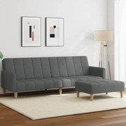 vidaXL Canapea extensibilă cu taburet, 2 locuri, gri închis, textil