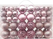 vidaXL Set globuri de Crăciun, 100 piese, roz