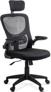Scaun de birou AERO, brate rabatabile, Mesh + Textil, Negru