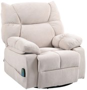 HOMCOM Fotoliu Reclinabil 145° cu Masaj și Încălzire cu 5 Programe și 8 Puncte Vibrante, Buzunare de Depozitare, Bej | Aosom Romania