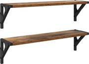 vidaXL Șemele de perete cu raft 2 pcs Lemn Vechi 60 x 15 x 15,5 cm