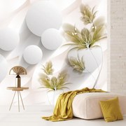 Fototapet - 3D cercuri cu flori (147x102 cm)