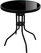 Masa de gradina rotunda cu blat de sticla ISLAND BLACK 60 cm, negru