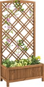 Outsunny jardinieră înălțată suport flori grădină cu grilaj din lemn galben 60 x 30 x 122,5 cm | Aosom Romania