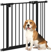 PawHut Poartă de Siguranță pentru Câini cu 2 Extensii, Lățime Reglabilă și Închidere Automată, 74-87x77 cm, Negru | Aosom Romania