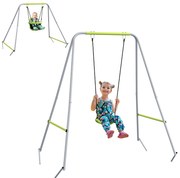 Outsunny Balansoar portic balansoar 2 în 1 pentru bebeluși curea de siguranță cu 5 puncte interior exterior verde | Aosom Romania