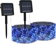 vidaXL Instalație de lumini solare, 2 buc.x200 LED albastru int/ext
