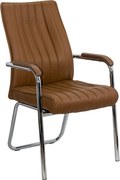 Scaun vizitator maro HRC 614 din piele ecologică și cadru cromat