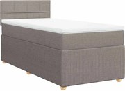 vidaXL Pat box spring cu saltea, gri taupe, 90x190 cm, textil