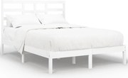 vidaXL Cadru pat, alb, 140x190 cm, lemn masiv