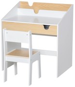 HOMCOM Set Birou și Scaun pentru Copii 6-10 Ani cu Raft și Sertar | Aosom Romania