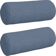 vidaXL Perne Bolster 2 pcs albastru Ø 15 x 40 cm Țesătură din corduroy