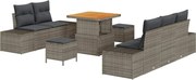 vidaXL Set de canapele pentru grădină cu pernă 8 pcs Gri poliratan