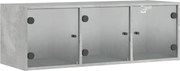 vidaXL Dulap de perete cu uși din sticlă, gri beton, 102x37x35 cm