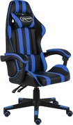 vidaXL Scaun de racing, negru și albastru, piele ecologică