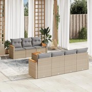 vidaXL Set canapele de grădină, 8 piese, cu perne, bej, poliratan