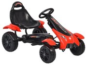 Kart cu pedale pentru copii NOVOKIDS® Rally Kart PRO, 3-7 ani, Carena, Structura metalica, Frana de mana, Scaun Ajustabil, Mers cu spatele, Rosu