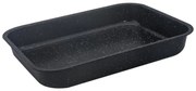Tava de copt Rosberg R51222MS39, Dreptunghiulara, Otel, Acoperire marmura, Antiaderent, Negru