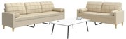 vidaXL Set de canapele cu perne decorative, 2 piese, crem, textil