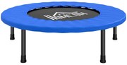 HOMCOM Trambulină Fitness Ø81 cm, Trambulină din Oțel cu Protecție de Margine și 28 de Arcuri pentru Exerciții în Interior și Exterior, Suportă 100 kg, 81x81x22,5 cm, Negru și Albastru | Aosom Romania