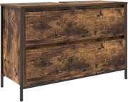 vidaXL Dulap pentru baie cu sertare stejar afumat 90x34,5x60 cm