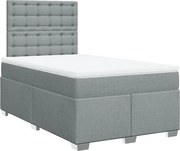 vidaXL Pat box spring cu saltea, gri deschis, 120x190 cm, textil