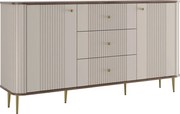 Comodă cu sertare Vesper 160 cm pe picioare - cașmir / nuc / picioare aurii