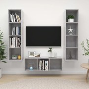 vidaXL Set de dulapuri TV, 3 piese, gri beton, lemn prelucrat