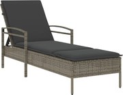 vidaXL Șezlong cu pernă, gri, 63x200x81 cm, poliratan